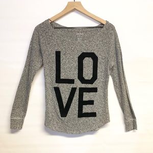FAVORITE T grey long sleeve velvet LOVE small‎